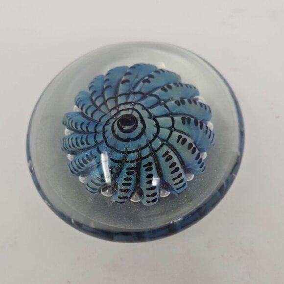 Vintage 1991 Robert Eickholt Studio Art Glass Paperweight DNA Anemone Signed 4" - Picture 3 of 4